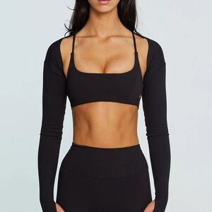 Black Long Sleeve Bolero Crop Top
